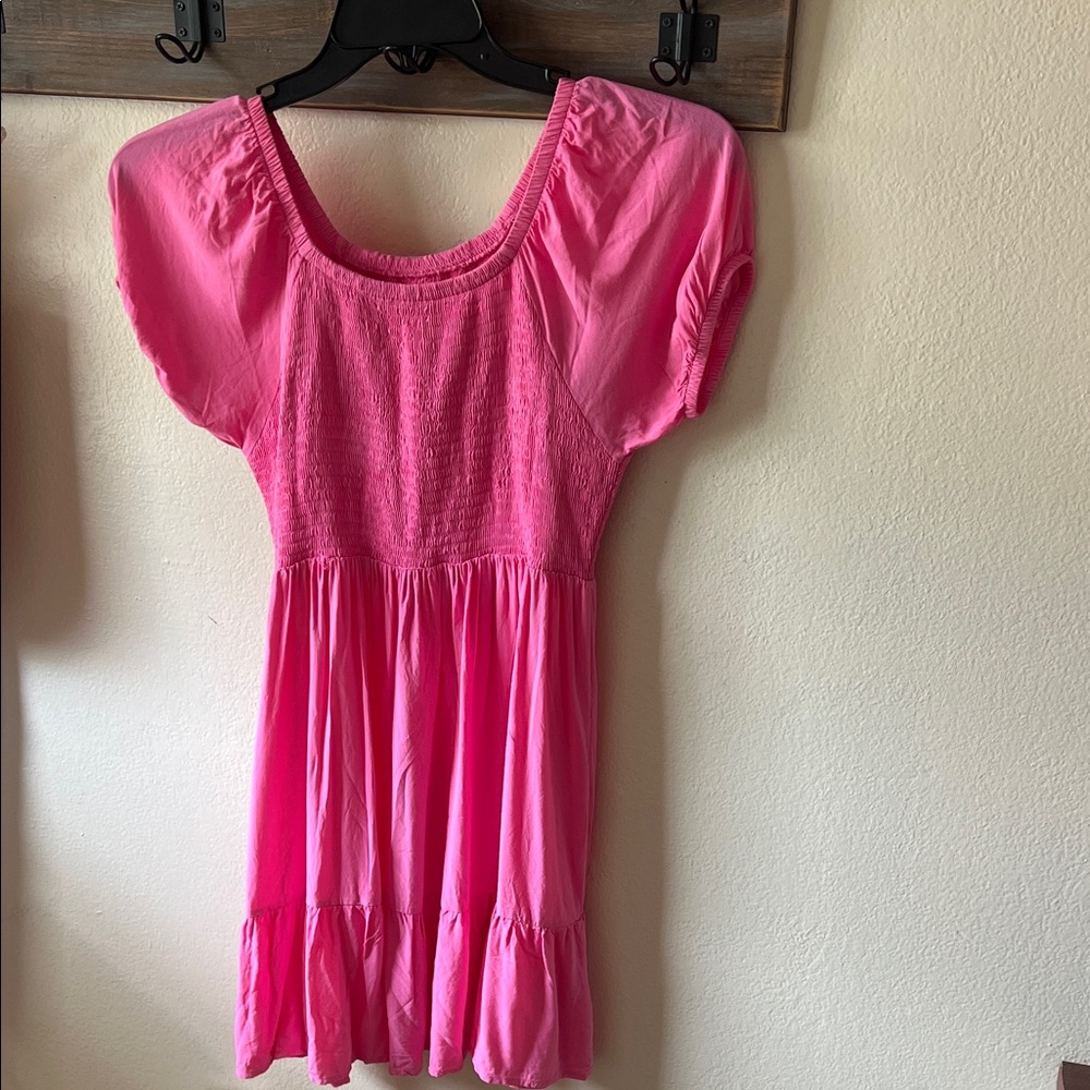 Epic Threads Vibrant Pink Short Sleeve Tiered Dress
